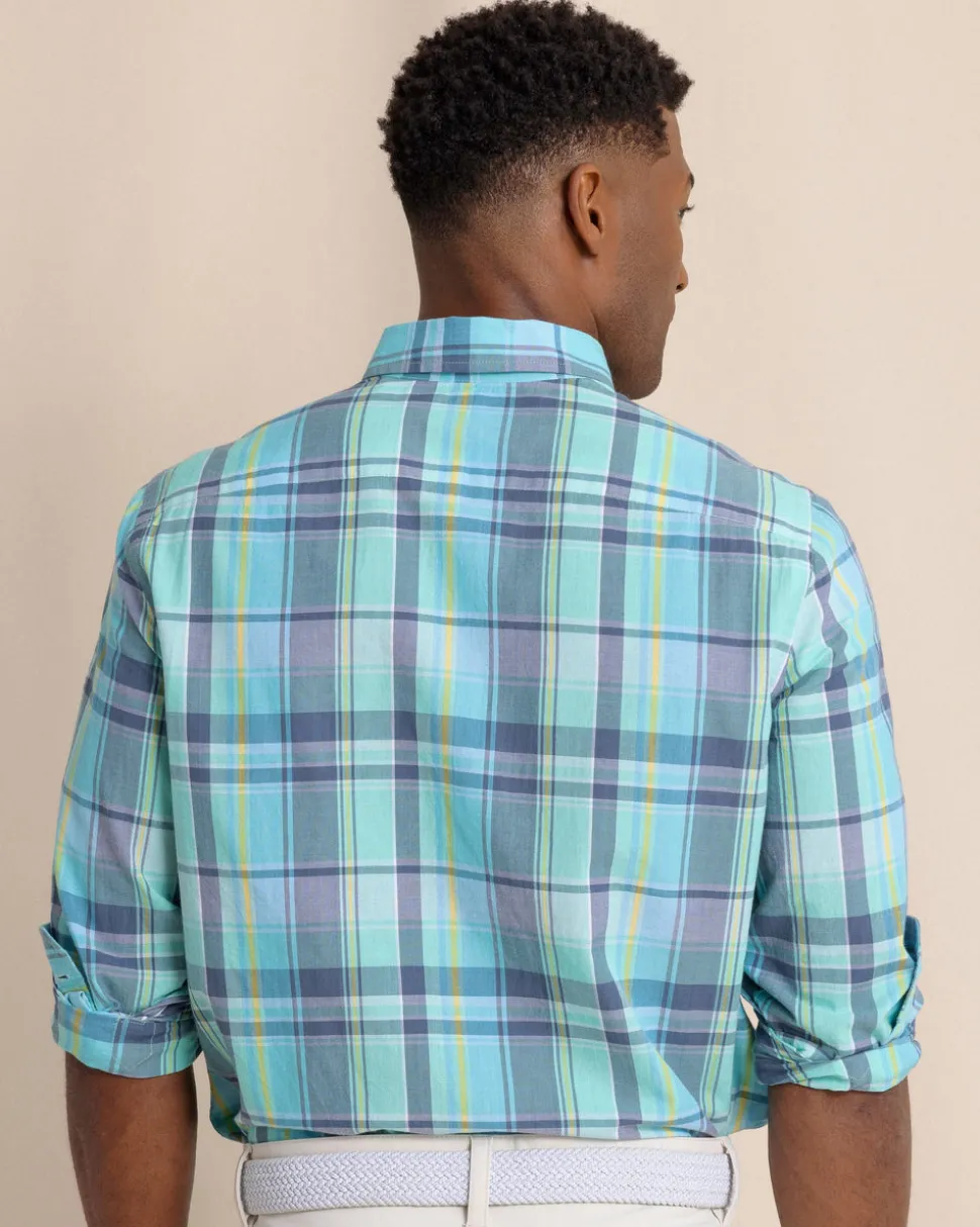 Crystal Cove Madras Plaid Long Sleeve Sport Shirt